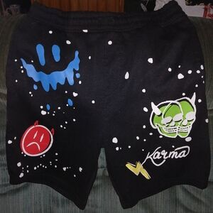 Black Graphic Kids Shorts